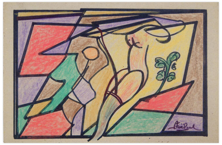 Catalogue raisonné, Edgar Stoëbel, abstract with woman — 