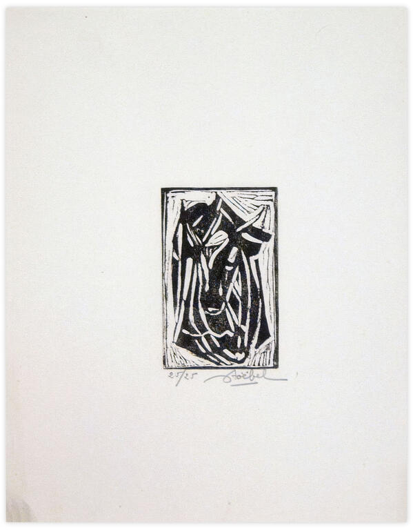 Catalogue raisonné, Edgar Stoëbel, linogravure 25/25 - abstract bovin — 