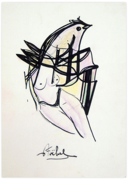 Catalogue raisonné, Edgar Stoëbel, woman & bird — 