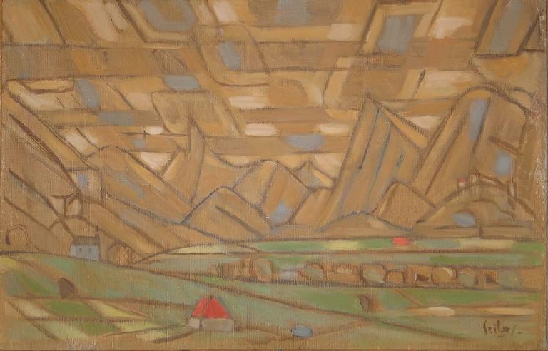 Catalogue raisonné, oeuvre de l'artiste Hans Seiler - Montagnes à Gruyères, 1954