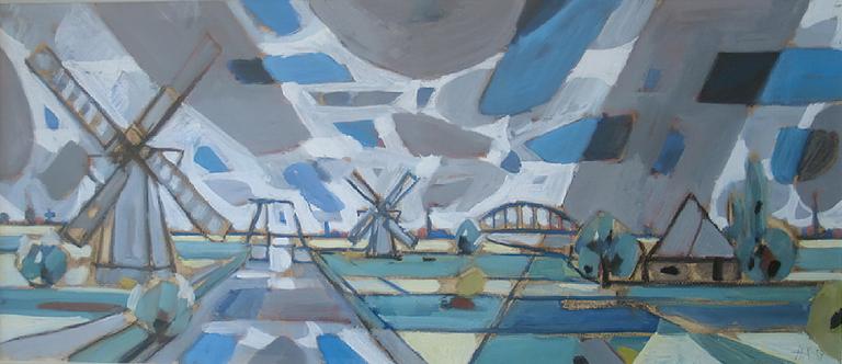 Catalogue raisonné, oeuvre de l'artiste Hans Seiler - Deux moulins et deux ponts, 1957
