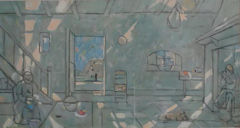 Catalogue raisonné, oeuvre de l'artiste Hans Seiler - Intérieur vert, circa 1960