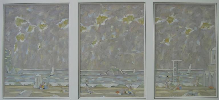 Catalogue raisonné, oeuvre de l'artiste Hans Seiler - La plage de Tréboul (triptyque), 1971