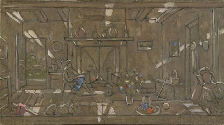 Catalogue raisonné, oeuvre de l'artiste Hans Seiler - Intérieur à la cheminée, 1977