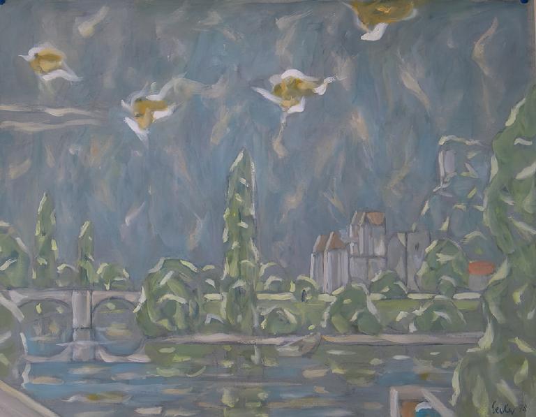 Catalogue raisonné, oeuvre de l'artiste Hans Seiler - Fayrac et le pont de Castelnaud, 1978
