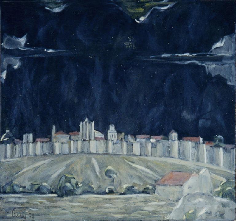Catalogue raisonné, oeuvre de l'artiste Hans Seiler - Les remparts d'Avila (ciel noir), 1978