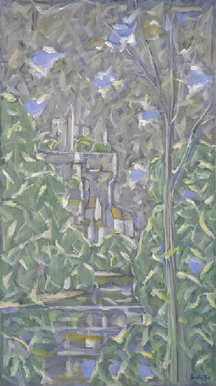 Catalogue raisonné, oeuvre de l'artiste Hans Seiler - Château de Beynac(bleu), 1980