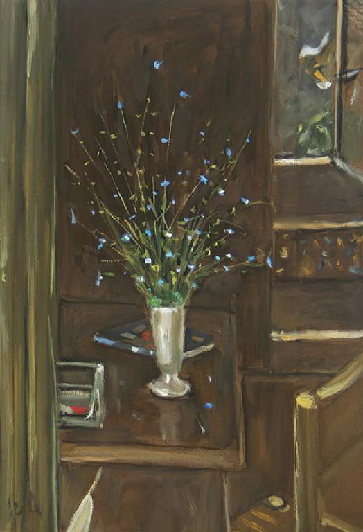 Catalogue raisonné, oeuvre de l'artiste Hans Seiler - Fleurs sur fond brun, circa 1980