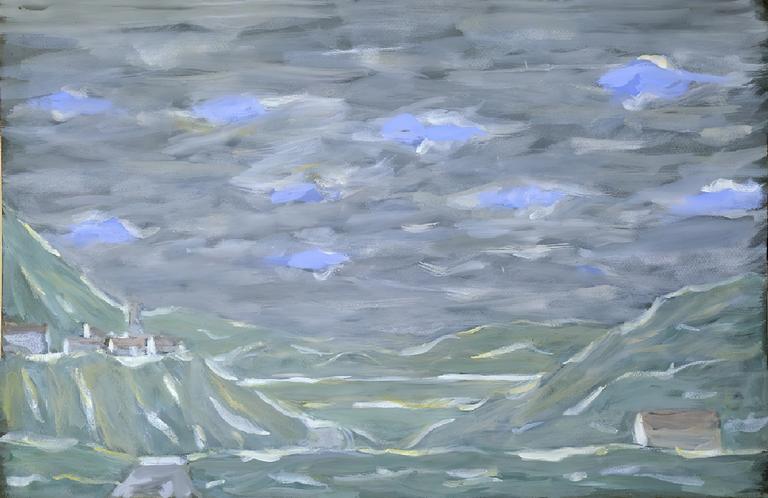Catalogue raisonné, oeuvre de l'artiste Hans Seiler - Navarre vert au ciel gris, circa 1980