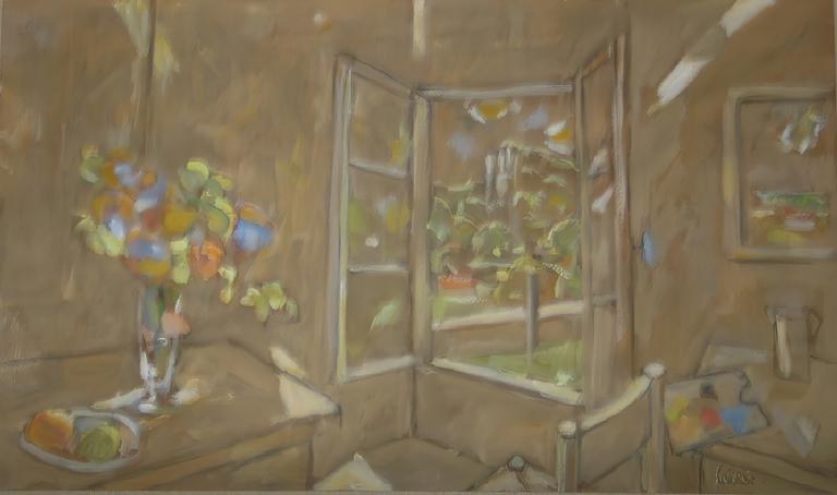 Catalogue raisonné, oeuvre de l'artiste Hans Seiler - Interieur avec des fleurs, circa 1984