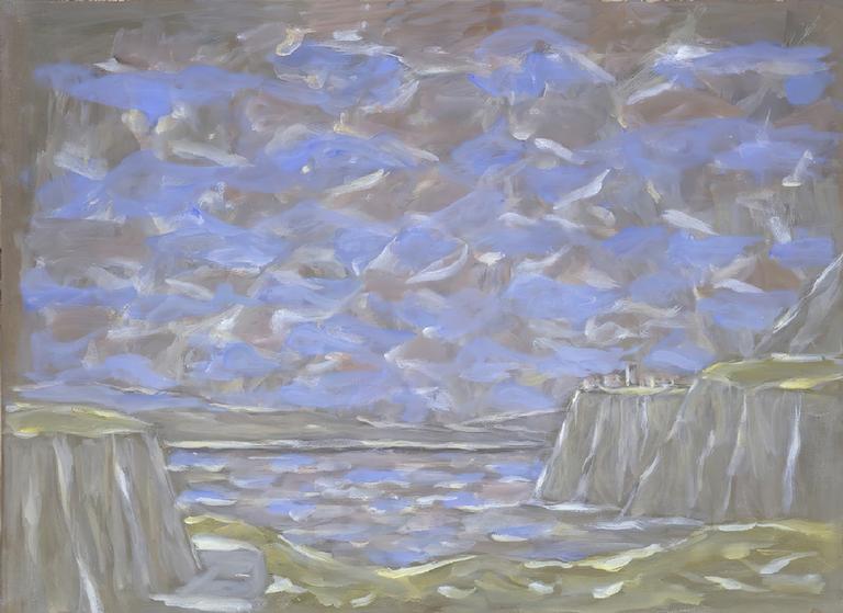 Catalogue raisonné, oeuvre de l'artiste Hans Seiler - Leyré (beige et bleu), circa 1984