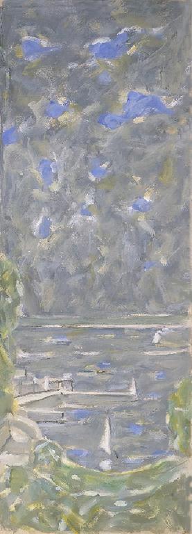 Catalogue raisonné, oeuvre de l'artiste Hans Seiler - Voiles à Tréboul (ciel gris), circa 1985