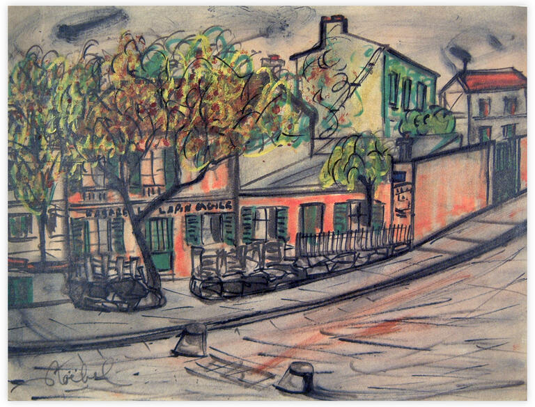 Catalogue raisonné, Edgar Stoëbel, "au lapin agile" (vue de Montmartre ?) - landscape — 