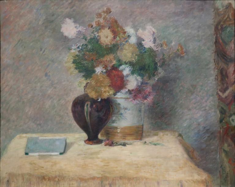 Catalogue raisonné, Paul Gauguin, Fleurs et livre japonais sur une table, 1882