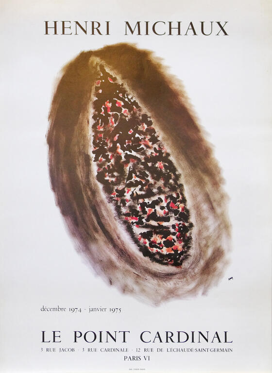 Affiche de l'exposition de Henri Michaux au Point Cardinal en 1975