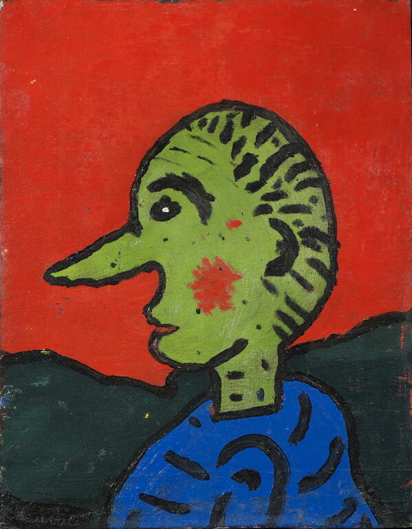 Gaston Chaissac (1919-1964), Autoportrait, 1938, Huile sur panneau, 27 x 21 cm