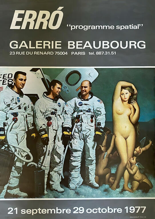 affiche Galerie Beaubourg, exposition de Erró, Programme Spatial, 1977