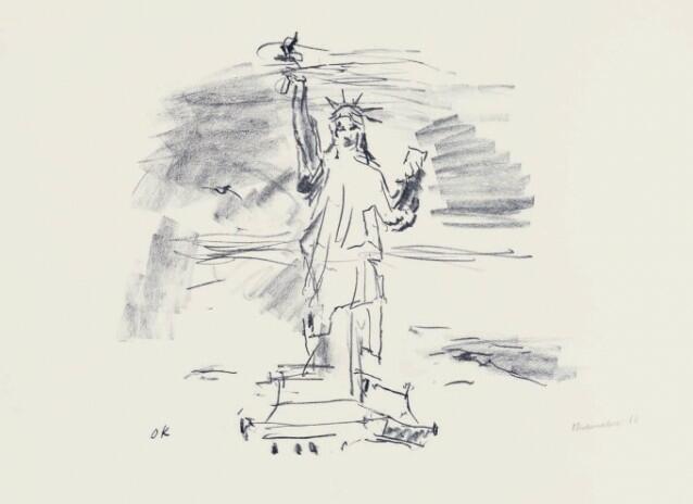 Oskar Kokoschka (1886-1980), Manhattan – Statue of Liberty I, 1966, publ. 1967. Lithographie sur papier, 755×889 mm. Fondation Oskar Kokoschka, Vevey © Fondation Oskar Kokoschka / 2022, ProLitteris, Zurich