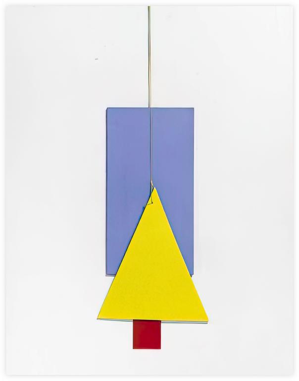 Albert Chubac, Collage au triangle jaune suspendu sur un rectangle bleu