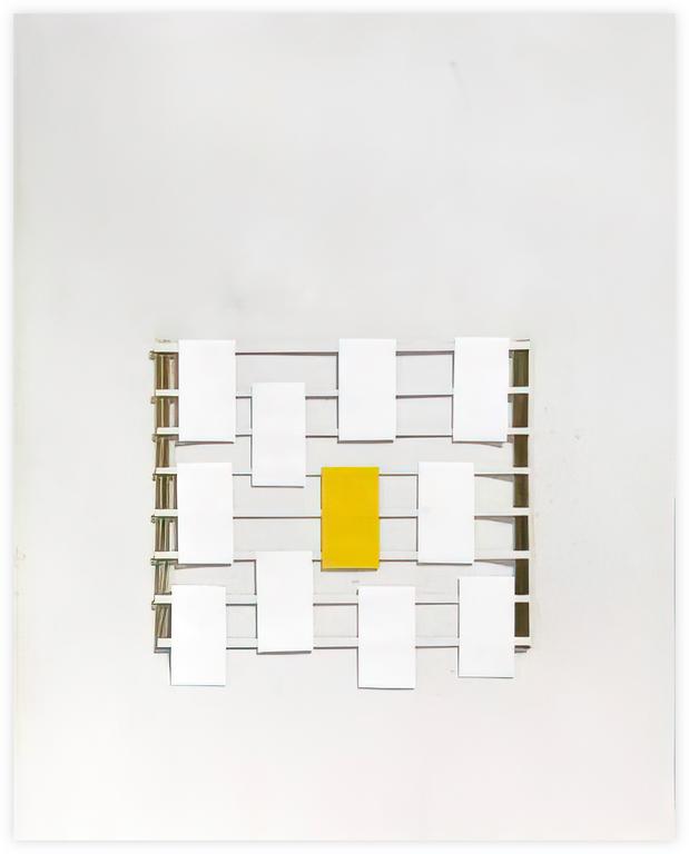 Albert Chubac, collage à la grille et lamelle blanches
