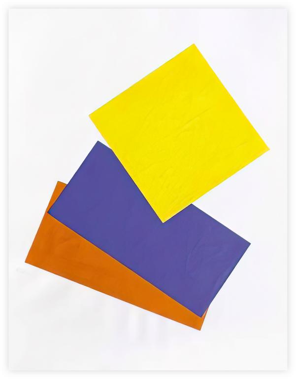 Catalogue raisonné, Albert Chubac, Collage aux deux rectangles superposés en bleu et en rouge et carré jaune