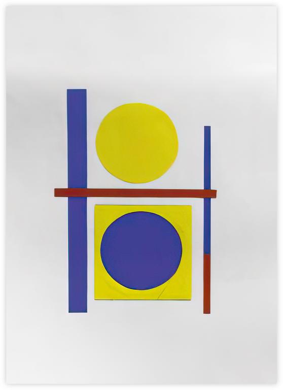 Catalogue raisonné, Albert Chubac, Collage, construction aux cercles en jaunet et en bleu