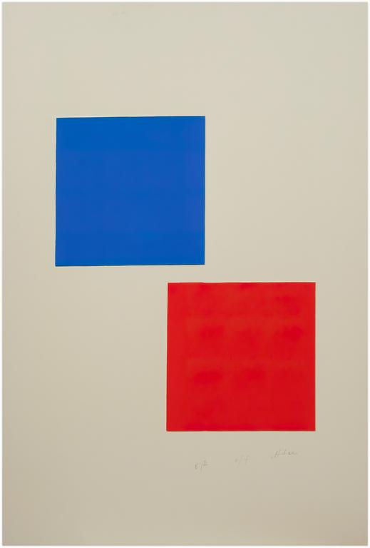 Catalogue raisonné, Albert Chubac, Collage aux deux carrés en bleu et en rouge