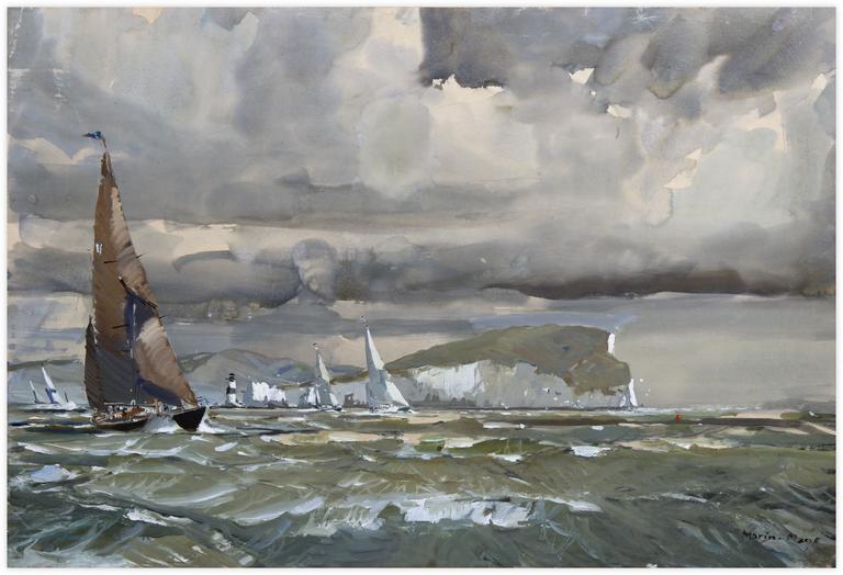 Catalogue raisonné, Marin Marie, Départ de régates, gouache, 59 x 87 cm.