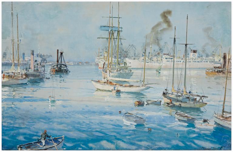 Catalogue raisonné, Marin Marie, Barques, voiliers et paquebots amarrés dans un port