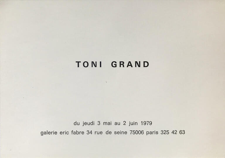 Toni Grand, exposition Galerie Eric Fabre, 1979