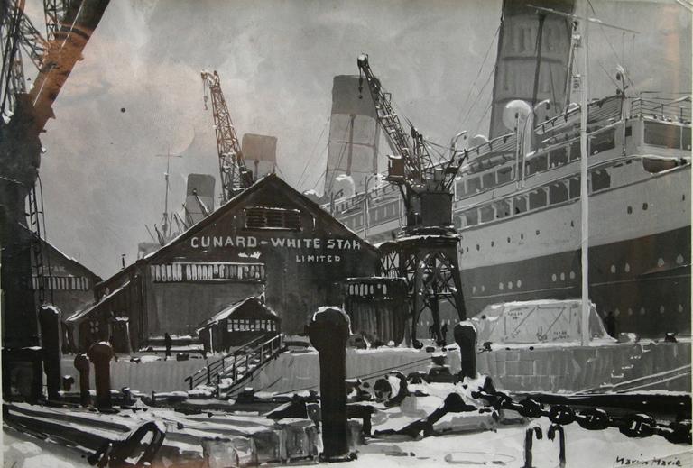 Marin Marie, Le Paquebot Aquitania à Southampton, 1934