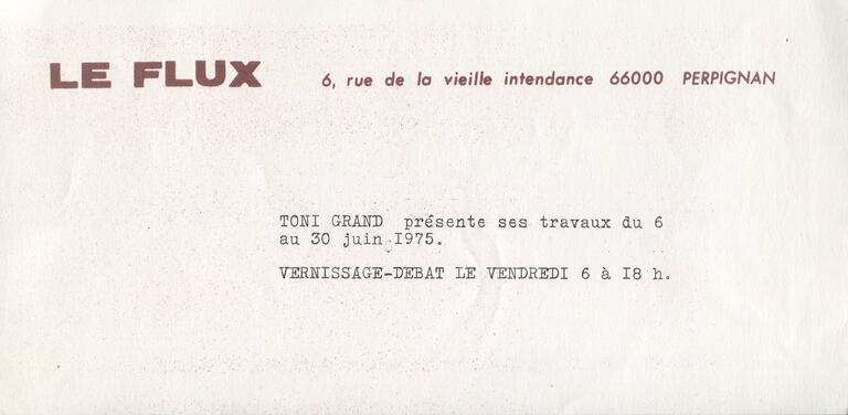 Toni Grand, Exposition Le Flux, 1975