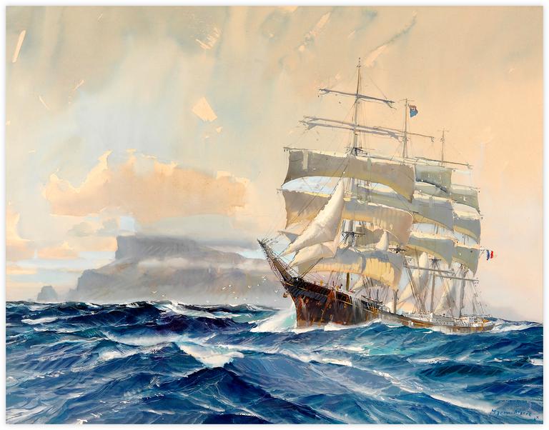 Marin Marie, Quatre Mâts barque devant Gibraltar