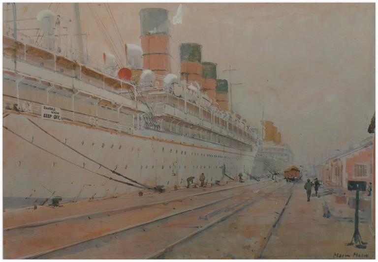 Marin Marie, Le Mauretania au port de Southampton, 1934