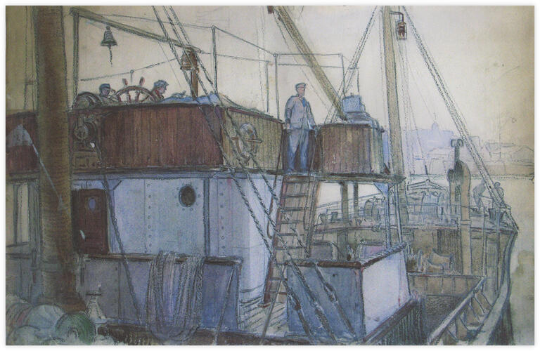 Marin Marie, Marins à bord, aquarelle