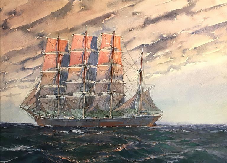 Marin Marie, Quatre mâts barque par vent arrière