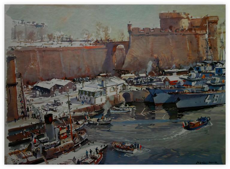 Catalogue raisonné, Marin Marie, Le Port : Brest avant guerre sous la neige