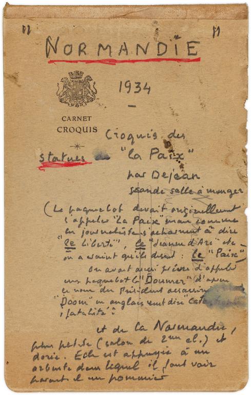 Carnet de dessins de La Normandie, 1934-1935