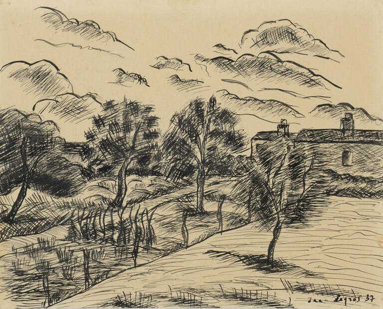 Dessin sans titre (jardin de la maison), 1937