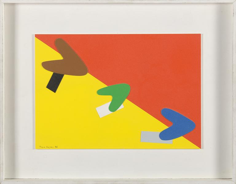 Jean Legros, Maquette pour Les Oiseaux (fond rouge-jaune), 1976