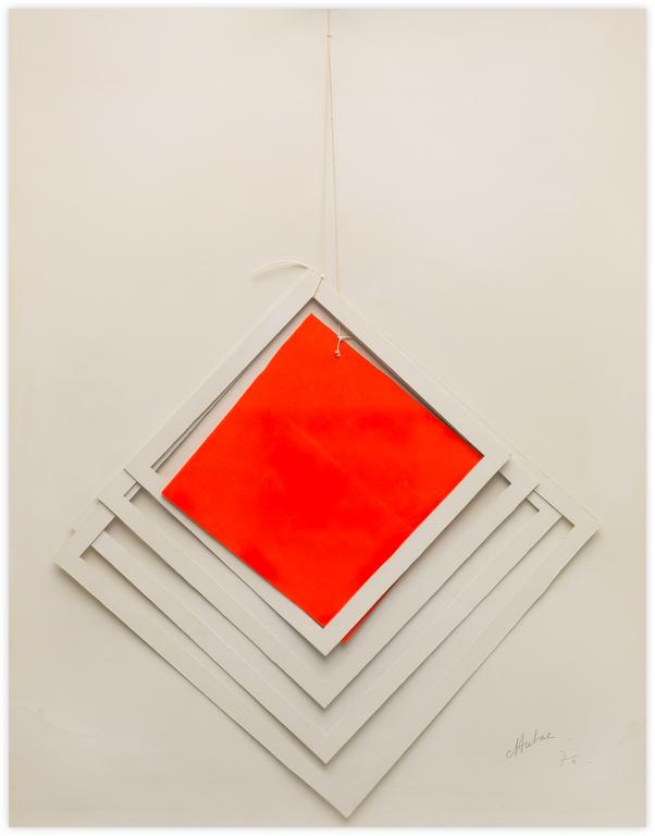 Albert Chubac, Collage, losanges évidés et un losane plein rouge, 1976