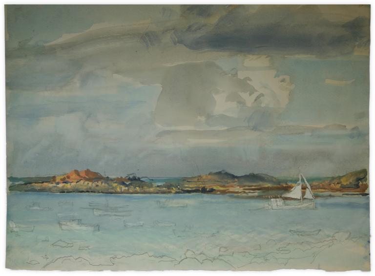 Marin Marie, Sans titre (paysage aux bateaux amarrés à Chausey)
