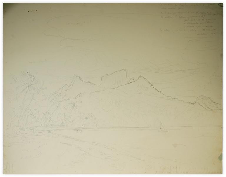 Marin Marie, Sans titre (paysage de Tahiti en dessin)