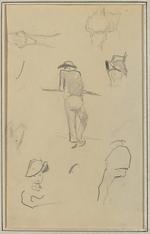 Paul Gauguin, Homme appuyé sur un mur et cinq études, 1884-1888