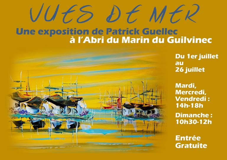 Vues de mer; exposition de l'artiste Patrick Guellec à l'abris du Marin du Guilvinec, du 1 juillet au 26 juillet 2023, aux heures d'ouverture de la Mégiathèque.