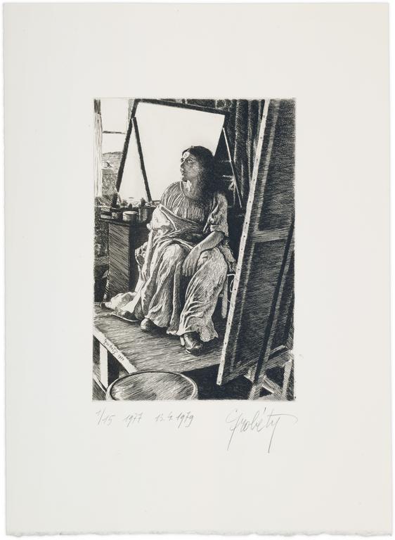 Catalogue raisonné, Claude Grobéty, Péplos entre écran et tableau ( dite Nez rouge) - 1977