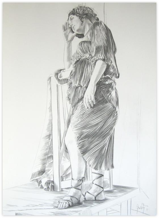 Catalogue raisonné, Claude Grobéty, Robe violette, main au front - 1977