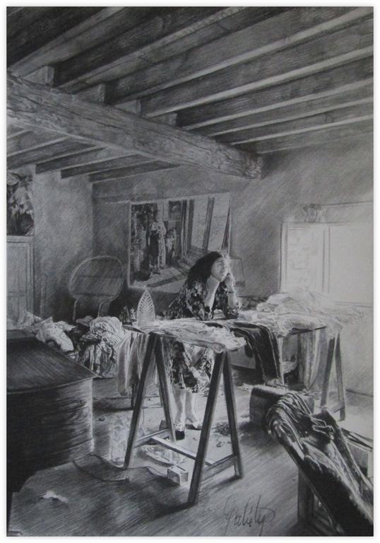 Catalogue raisonné, Claude Grobéty, La repasseuse se repose - 1982