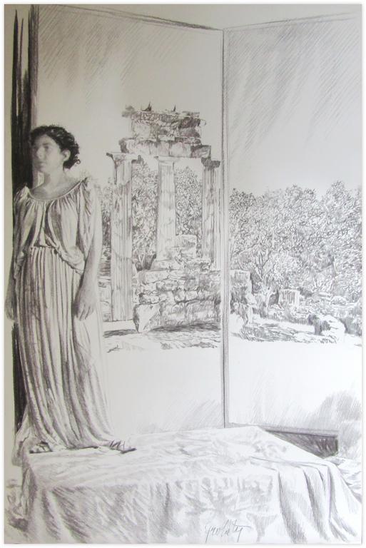 Catalogue raisonné, Claude Grobéty, Debout tout à gauche avec Tholos et végétation - 1976