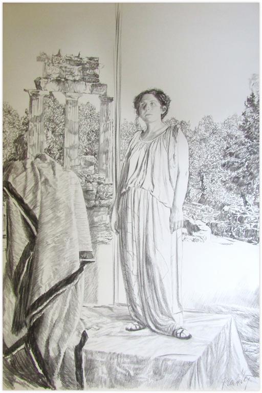 Catalogue raisonné, Claude Grobéty, Grande tunique, Péplos sur stèle, devant Tholos - 1976